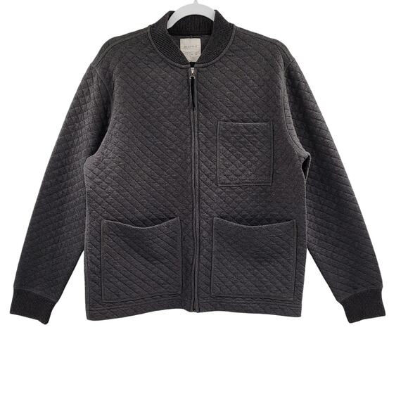 Billy Reid Dark Gray Quilted Full Zip Long-sleeve Sweater Jacket Men's Size L - Picture 1 of 10